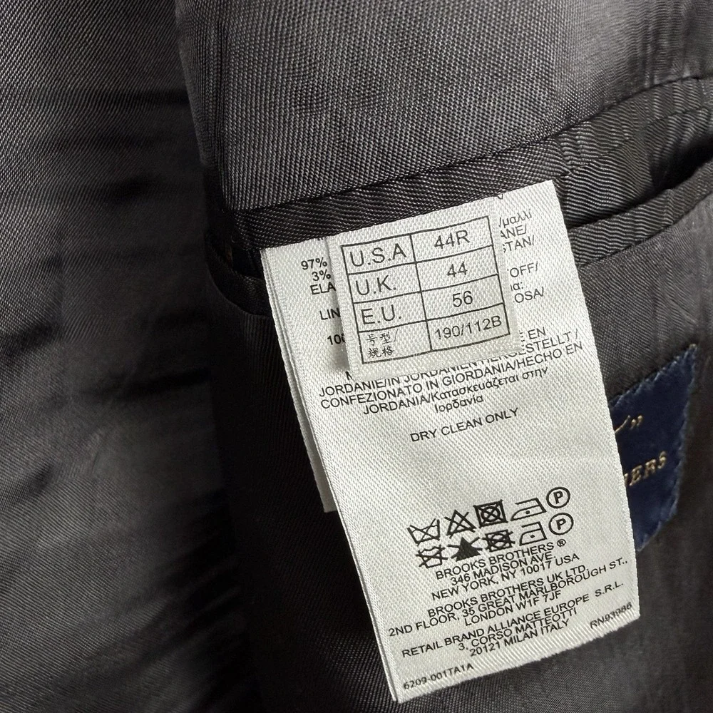Brooks Brothers 346 Suit Mens 37R Gray Wool‎ Stretch 2 Pcs Jacket 36x29 Pants